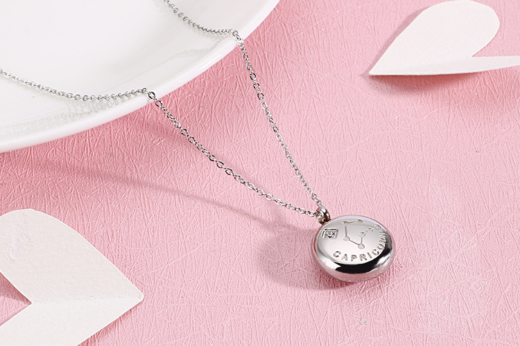 8g Weight Simple Twelve Constellation Titanium Steel Diamond Short Necklace Wholesale Nihaojewelry