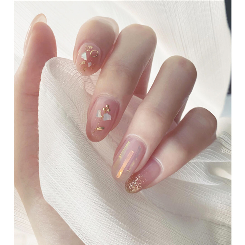 Joyería de hoja de color de uñas de Venta caliente transfronteriza 12 caja de tira de rejilla uñas papel de estaño roto hoja de oro de doble cara hoja de plata joyería