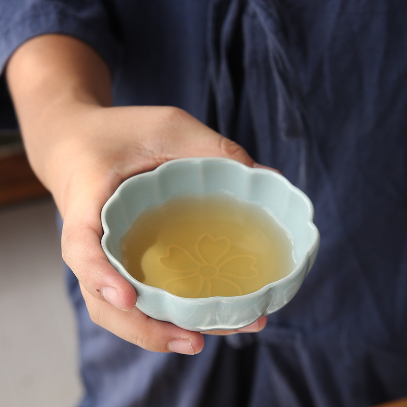 汝窑开片可养主人杯功夫茶杯陶瓷个人品茗杯汝瓷茶具单杯茶盏套装