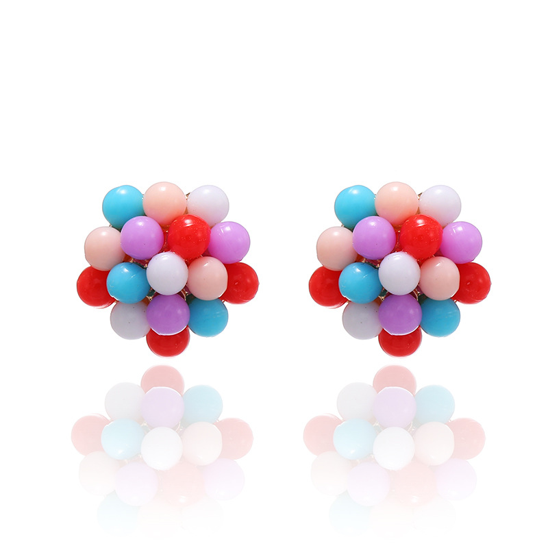 Korean Simple Color Colorful Ball Ball Geometric Earrings Nihaojewelry Wholesale display picture 6