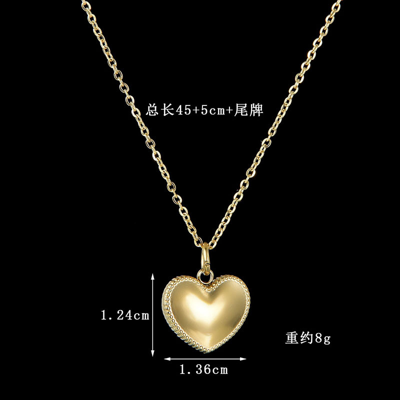 Stainless Steel Peach Heart Necklace display picture 1