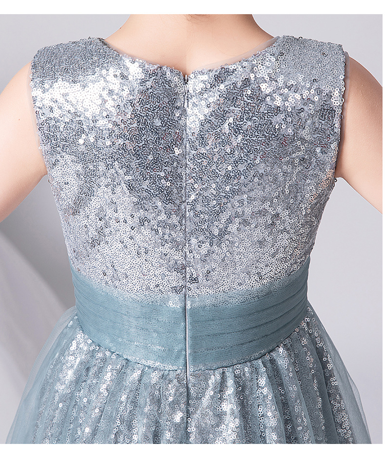 Prinzessin Kleid Für Mädchen In Silbergrau Für Auftritte_voghion.com