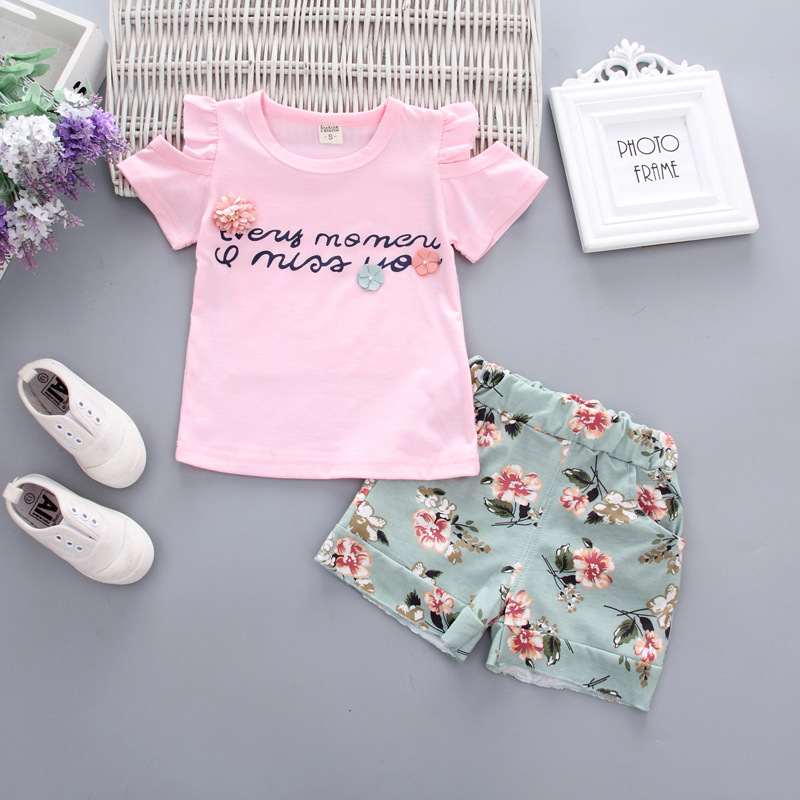 Simple Style Cartoon Flower Printing Cotton Girls Clothing Sets display picture 1