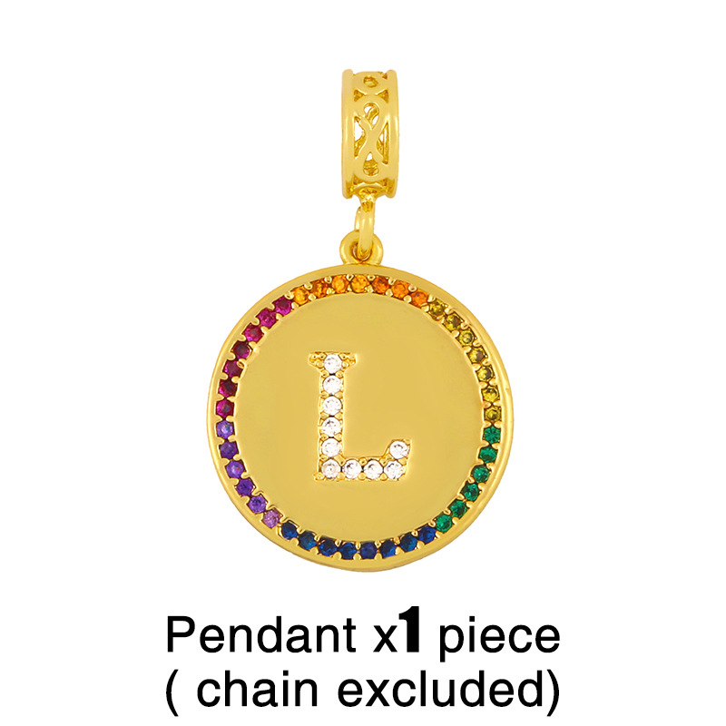 Vente Chaude Mode Plaque Ronde 26 Lettres Pendentif Collier En Gros display picture 2