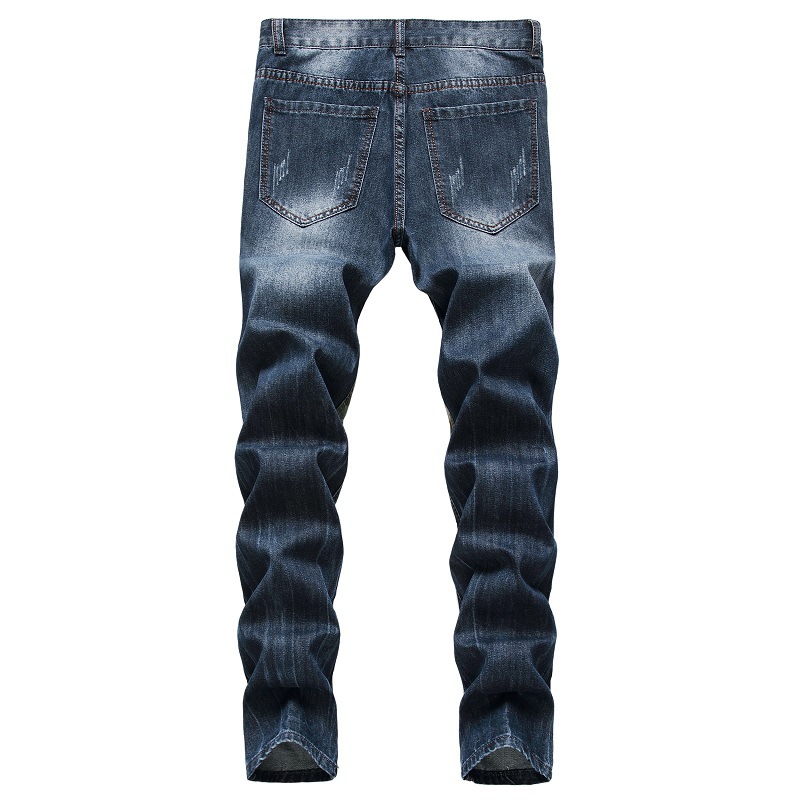 Men's Clothing Distressed Camouflage Patchwork Jeans American Style Trendy And Stylish Supply_viptrois.com