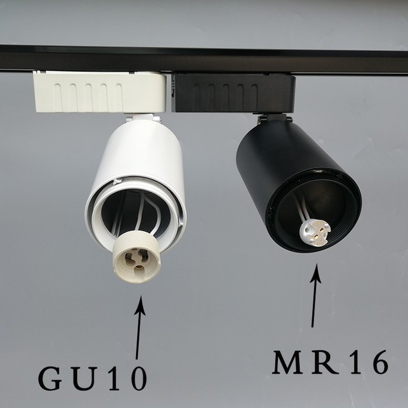 mr16轨道灯可换光源轨道灯卤素灯杯12伏射灯G5.3明装GU10灯架吸顶