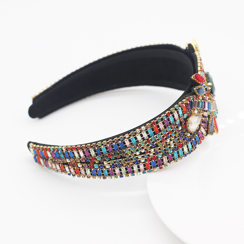 Europäischer Und Amerikanischer Stil Barock Luxus Schönes Stirnband Farbe Strass Edelstein Geometrische Persönlichkeit Tanz Show Haarschmuck Kopfschmuck display picture 6