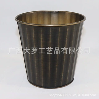 家居风复古仿古铜色铁皮花桶 花店橱窗展示做旧花桶 工厂直销