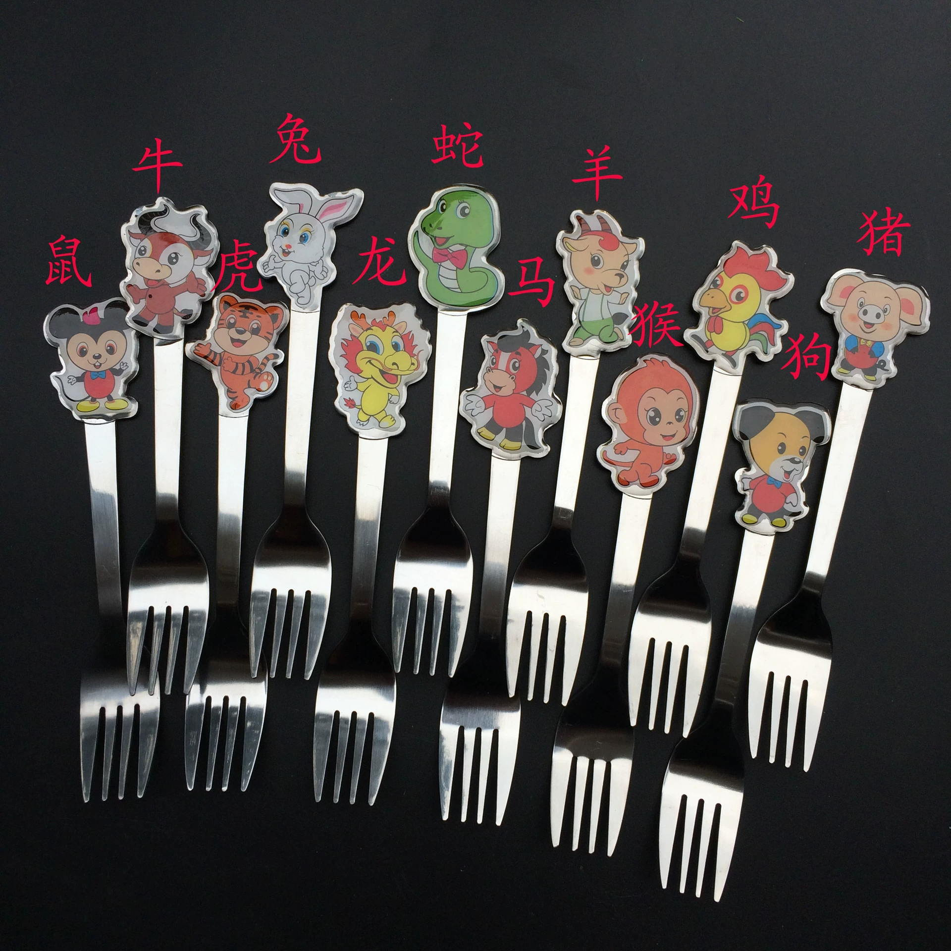 Wholesale Factory Direct Sales Stainless Steel Hotel Dao fork Spoon Taste Steak Spoon Cartoon Cartoon Twelve Zodiac Tableware Family Drink Sketch Spoon