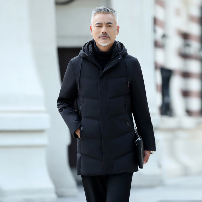 中老年羽绒服男士加厚父亲冬季中长款外套休闲商务大码宽松爸爸装