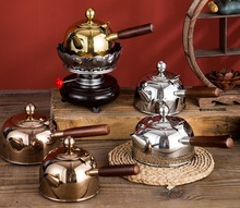 长柄茶壶日式侧把煮茶茶具木手柄不锈钢壶电磁炉平底小烧水壶壶