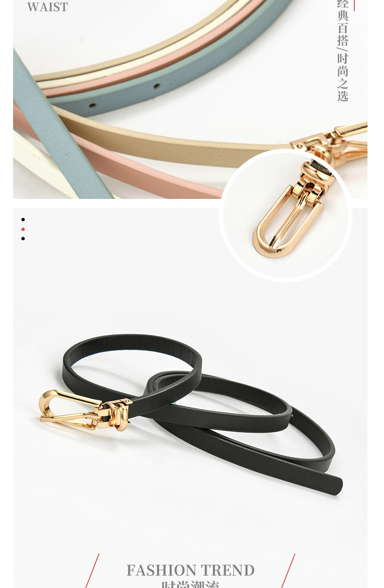 Candy Color Fashion Buckle Pu Thin Belt display picture 1
