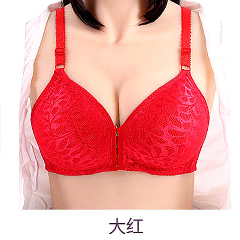 娇蓉彩大码无钢圈女士文胸大罩杯薄杯提花调整型前扣内衣厂家批发|ms
