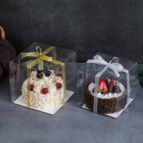 Four-inch five-inch transparent pastry box cut into triangles 2-inch 3-inch transparent mousse box French small pastry packaging box