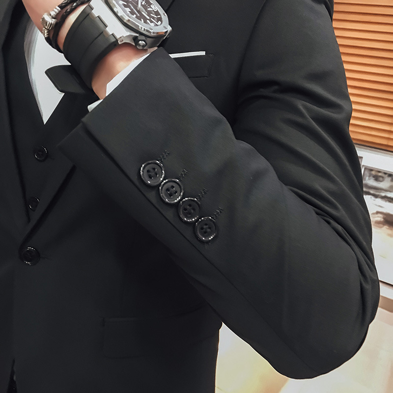 Primavera negro negocio slim fit traje de los hombres traje profesional formal desgaste de tres piezas traje chaqueta ropa de trabajo