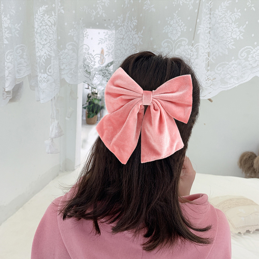 Korea Golden Silk Korea Flanell Big Bow Haars Pange Modische Mädchen Internet Promi Feder Clip Haars Pange 2021 display picture 15