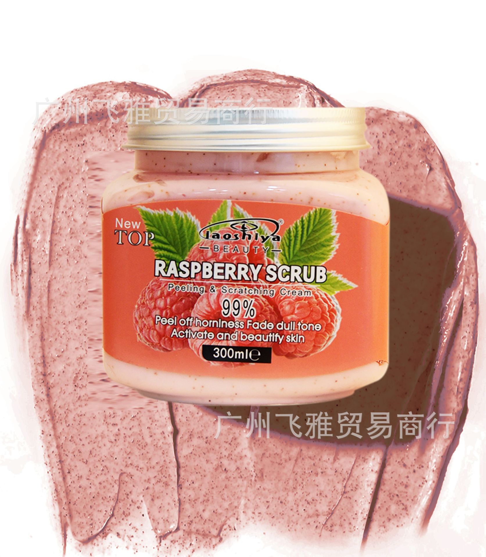 跨境身体面部磨砂膏300ml水果味24K金去角质鸡皮皮肤深层清洁|ru