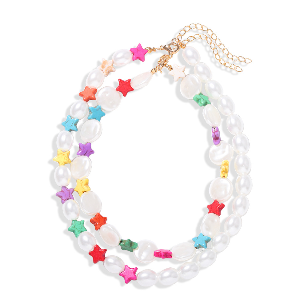 Hot-vente Double Couche Perle Étoile Collier Mode Petit Frais Multi-usages Perle Étoile De Mer Collier En Gros Nihaojewelry display picture 4