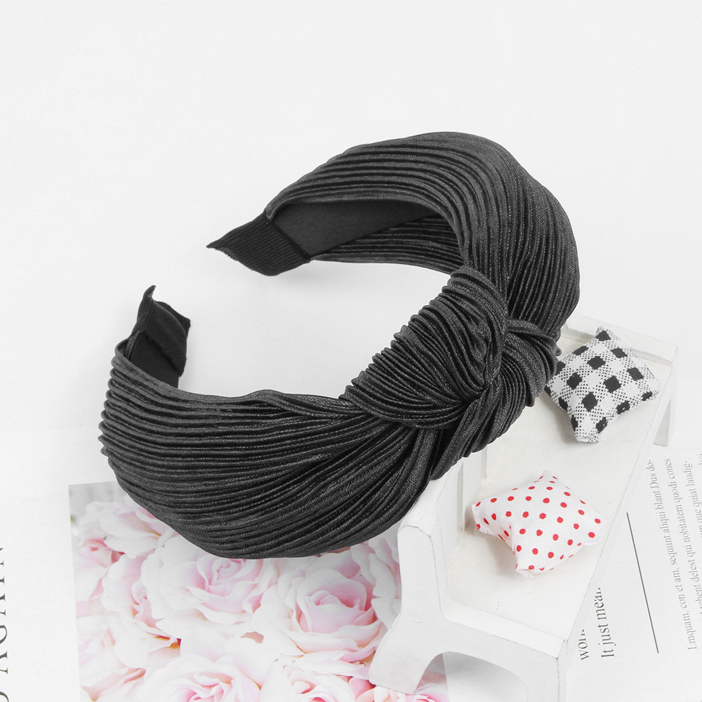 New Fashion Crepe Wave Korean Knitted Fabric Cross Knotted Headband Nihaojewelry Wholesale display picture 9