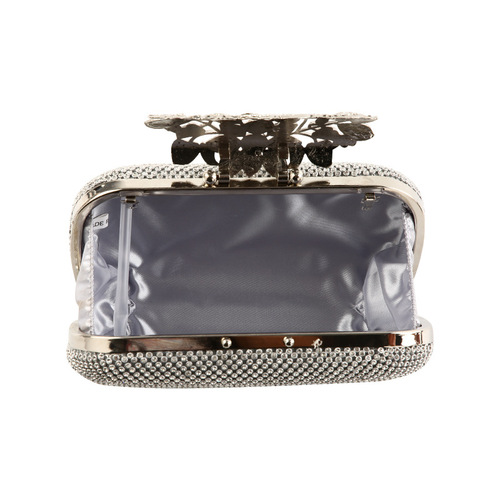 Cross-border quality evening bag set with diamonds, pure handmade rhinestone evening bag, enlarged floral leaf hijab clutch bag