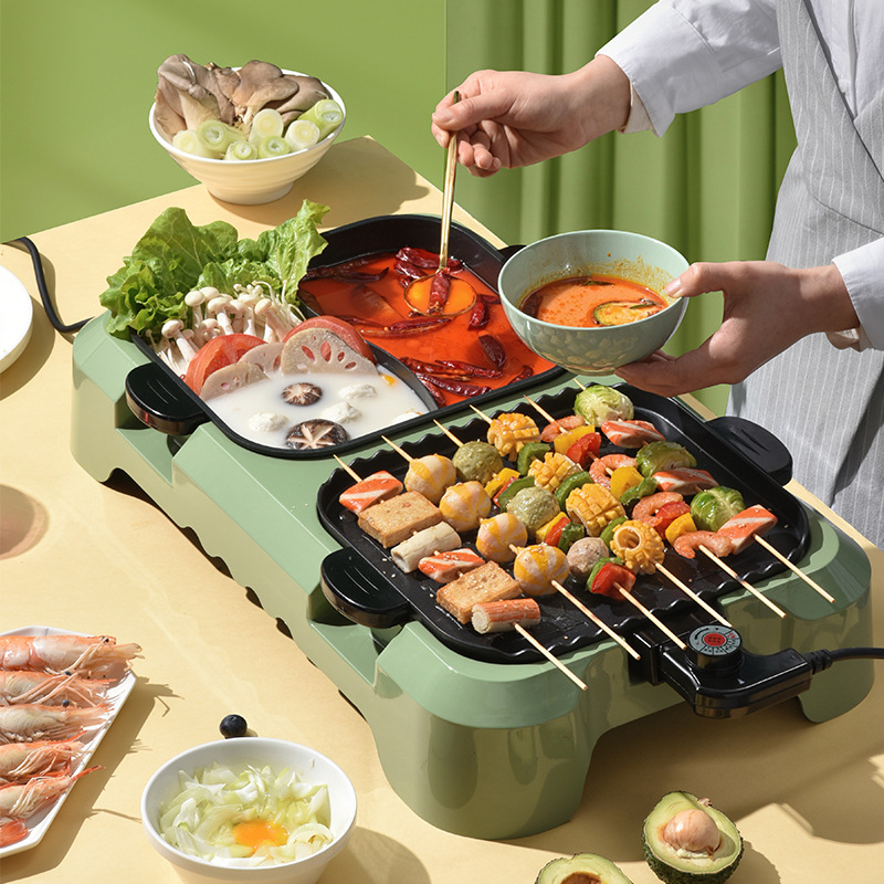 Korean separate Barbecue in hot pot one household barbecue grill Barbecue plate Electric hotplate Grill pan Electric oven