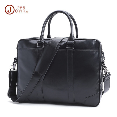 High-capacity genuine leather Briefcase leisure time Retro man Handbag 15.6 Messenger Computer package business affairs Men's bag