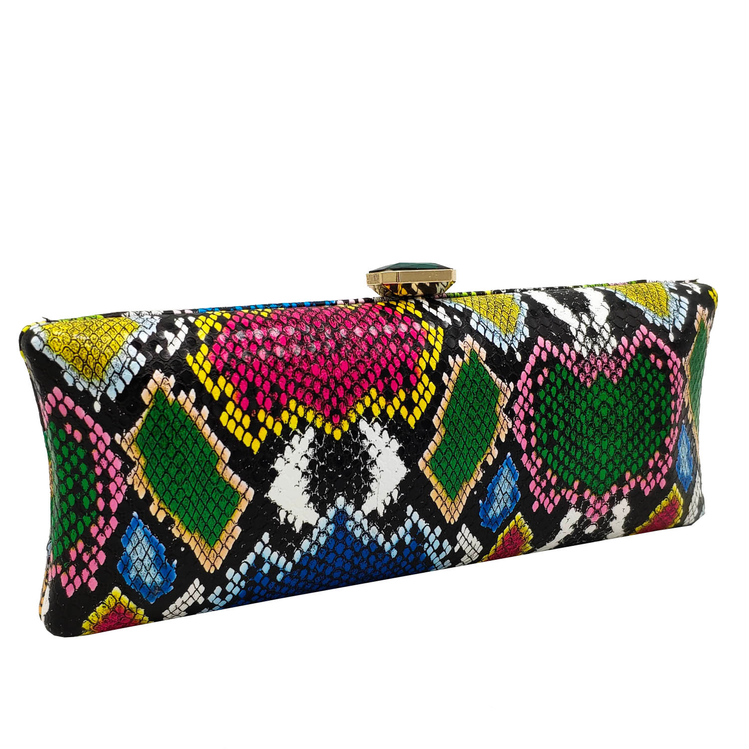 New Fashion Dinner Bag Colorful Snake Pattern Pu Female Bag Banquet Evening Bag Party Clutch display picture 4