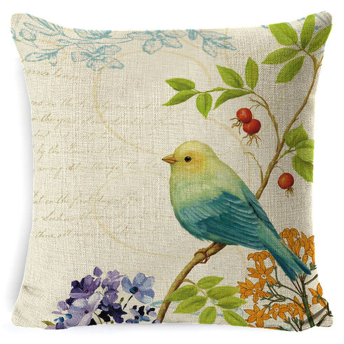 Cross-border American country flower and bird sofa pillow cushion car lumbar support bedside backrest office cushion