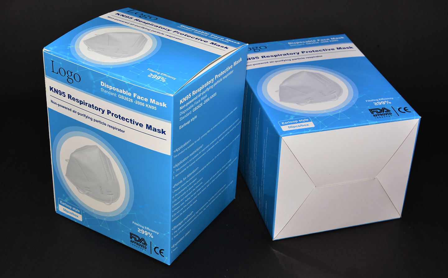 定做一次性50枚只三层口罩包装彩盒定制300g350g白卡纸
