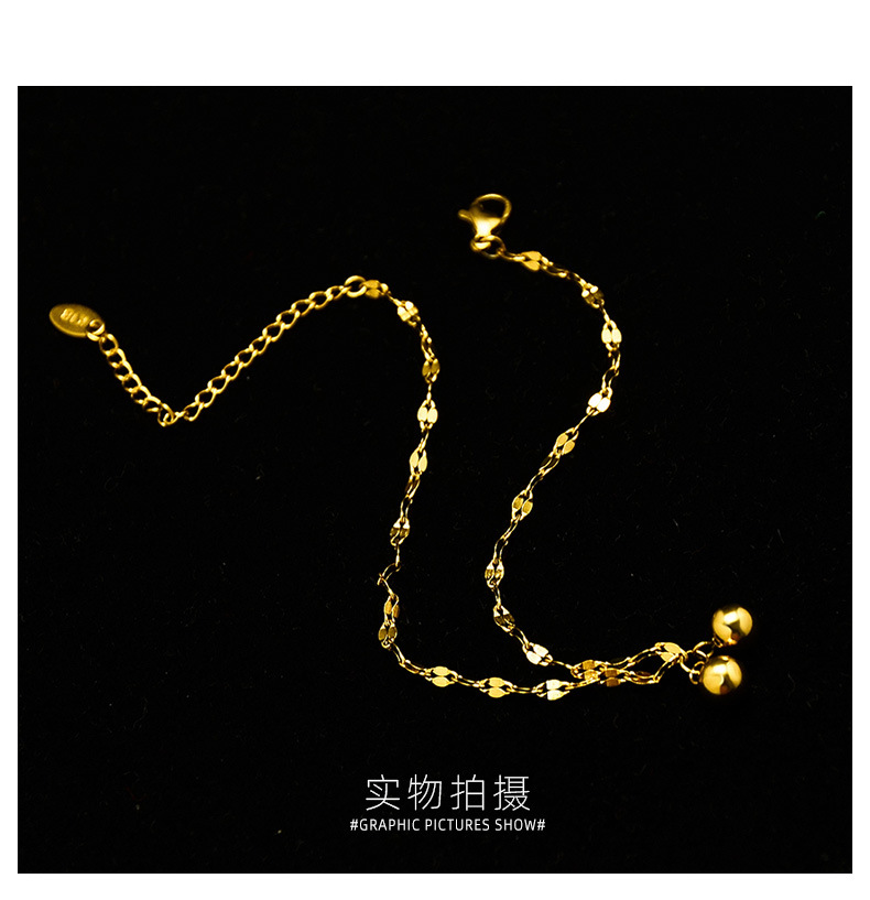 Sexy Fish Mouth Two Steel Ball Cute Anklet Titanium Steel Plated 18k Real Gold Non-allergenic Anklets Wholesale Nihaojewelry display picture 12