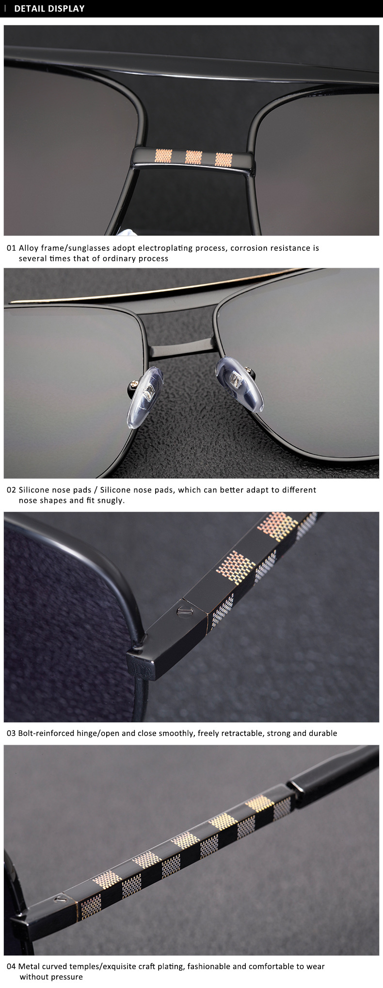 Title 6, Herren Retro Metall Sonnenbrille mit Stretch