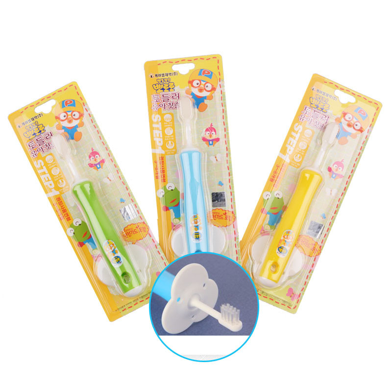 韩国进口 啵乐乐PORORO婴幼儿硅胶牙刷 宝宝软毛牙刷 洗漱用品