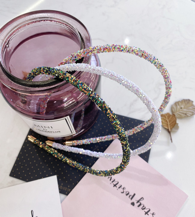 Korea Band Simple Candy Color Sequins Fine-edged Wire Headband Hair Bundle Diy Hair Hole Girl display picture 2