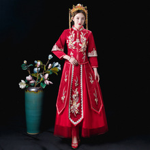 秀禾服新娘2023新款紅色龍鳳褂古裝嫁衣出閣服中式婚紗秀和服改良