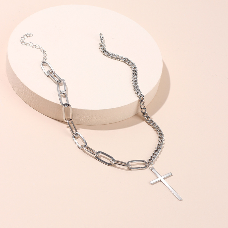 24g Weight Necklace Classification Wedding, Travel Occasion Women'S Gender White Color Women's Short Cross Pendant Necklace Hip-hop Punk Choker Clavicle Necklace Wholesale Nihaojewelry 2