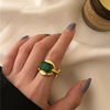 Trend capacious ring, chain emerald, internet celebrity, with gem