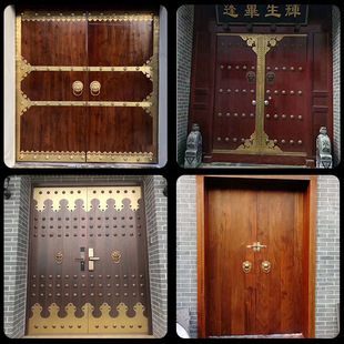 Китайский стиль антикварных сплошных деревянных ворот вход во двор Villas Retro Fence Double Open Logs Производители входные двери Прямые продажи
