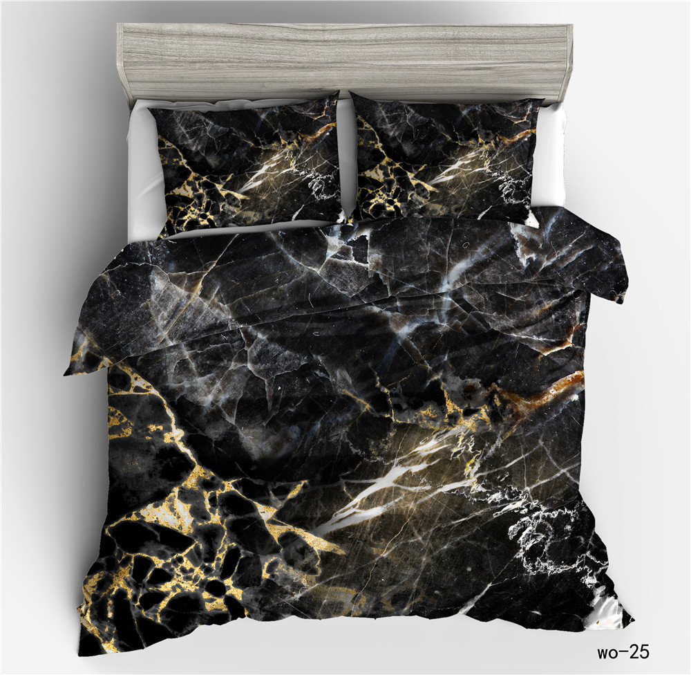 Housse de couette numérique en marbre moiré et taie d'oreiller pour la maison, housse de couette trois pièces, textile transfrontalier personnalisé Vio_voghion.com