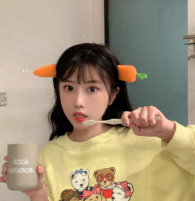 胡萝卜发箍抖音穿头咸鱼发卡女成人头饰网红同款可爱搞怪鲨鱼头箍