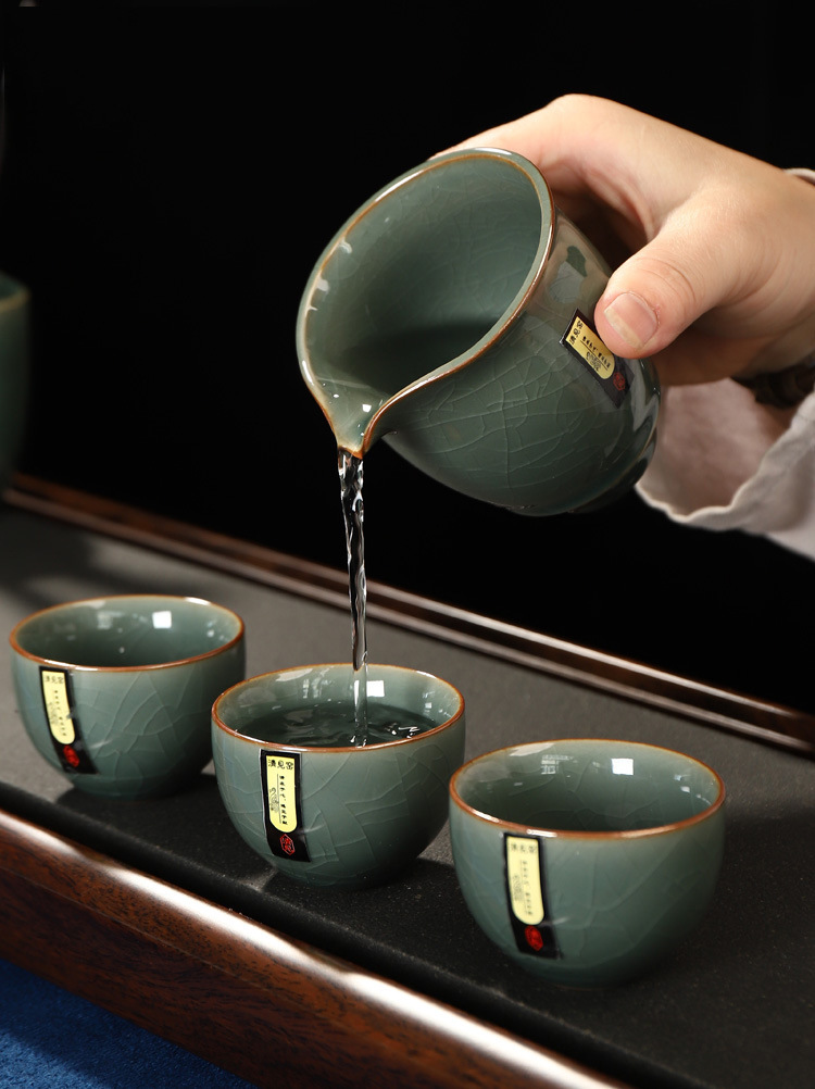 Juego de té de horno qingjian juego de té de horno Kung Fu juego de horno Ge set de hielo grieta té ceremonia cubierta tazón tetera taza conjunto