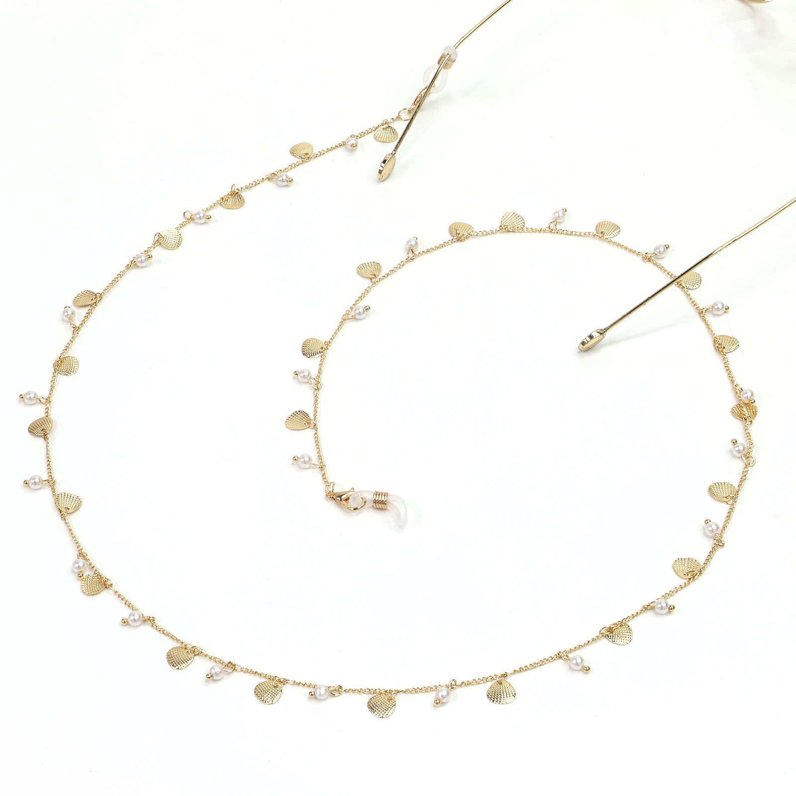 Hot Fashionable Simple Golden Shell Rhinestone Glasses Chain Chain Glasses Chain Wholesale Nihaojewelry display picture 1