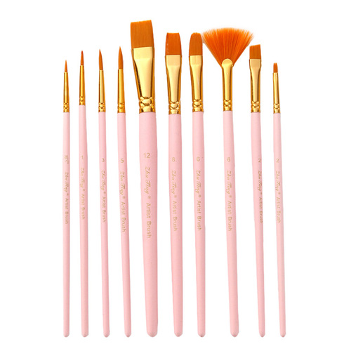 Cross-border 10-piece multi-head two-color nylon hair brush combination set watercolor brush