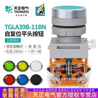 TENGEN天正电气 TGLA38-11BN按钮平头自复位红绿点动启停TGLA39B