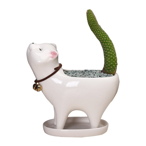Supply cross-border gardening Amazon cat tail succulent cactus ceramic flowerpot cartoon cute personalized ornaments