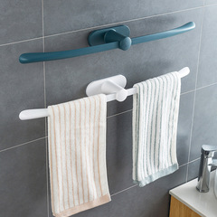 Neutral Color Bow-Shaped Towel Rack, No-Drill Wall-Mounted Adhesive Plastic Towel Rod, Sanitary Room Invisible Towel Storage Hook