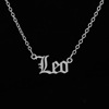 Glossy accessory, zodiac signs stainless steel with letters, necklace, pendant, chain for key bag 