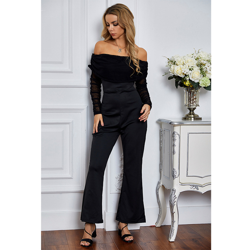 Solid color pleated flared jumpsuit  NSSA26083