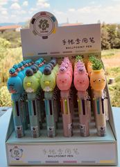 Corner Atom Pen, Japanese Corner Tamago Bio Cartoon Silicone 6 Colors Ballpoint Pen, 36 Pieces per Box