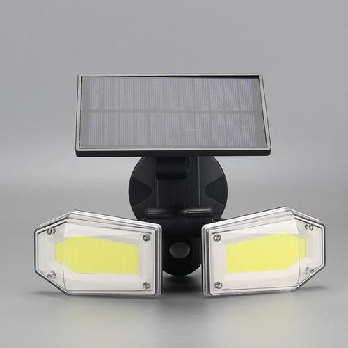 New solar wall light led double head garden light household human body induction solar light outdoor waterproof street light