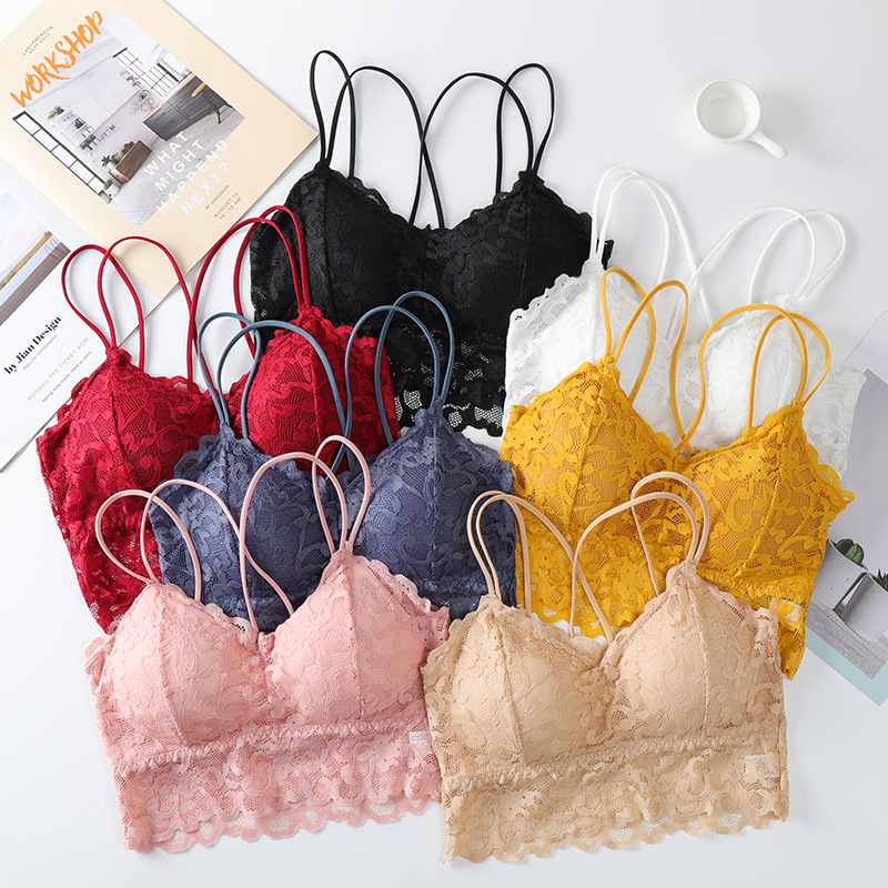 七色交叉美背蕾丝裹胸抹胸新款打底内衣防走光女士吊带背心文胸|ms